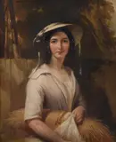 The GleanerOil on panelSigned (lower left), indistinctly inscribed (to label verso)30 x 25cm (11¾ x 9¾ in.)Provenance:Berwick House, Shropshire by Henry Room, oil, sold May 2021