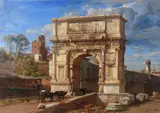 The Arch of Titus at Rome looking towards the capital by Frederick Lee Bridell, 1862, oil, sold May 2021