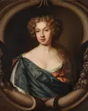 Portrait of a lady in a blue cloak and orange dressOil on canvas, in a feigned cartouche75.5 x 61cm (29½ x 24 in.)Condition Report: Relined by Mary Beale, oil, sold May 2021