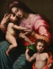 Madonna and Child with the infant St John the Baptist by Domenico Puligo, oil, sold May 2021