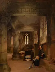 Interior of Rosslyn Chapel by David Roberts, 1844, oil, sold May 2021