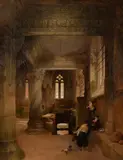 Interior of Rosslyn Chapel by David Roberts, 1844, oil, sold May 2021