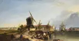 The Thames at Deptford with Greenwich to the left and a windmill and The Royal Naval College beyondOil on canvas72 x 137.5cm (28¼ x 54 in.)Executed 1850-1851 by Alfred George Stannard, oil, sold May 2021