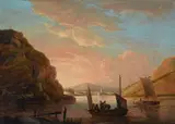 Fishermen in a river landscape by John Thomas Serres, 1788, oil, sold May 2021