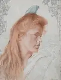 Portrait of a girl with red hair by Emilie Mediz-Pelikan, oil, offered May 2021