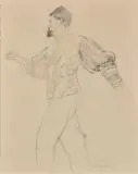 Man in costume by Emilie Mediz-Pelikan, oil, offered May 2021