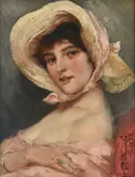 Vanity Fair Oil on canvasSigned and dated 1888 (lower right)26 x 20cm (10 x 7¾ in.)Condition Report: The canvas has not been relined by John Richard Weguelin, 1888, Oil on canvasSigned and dated, sold May 2021