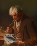 The evening paper by William Henry Knight, 1862, oil, sold May 2021