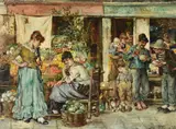Market Day: and The Fruit Sellers by William Henry Pike, Oil on board, a pairSigned and dated, sold May 2021