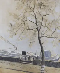 River mist by Margery Oliver, watercolour, sold May 2022