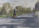 Windsor Castle - Victoria Monument by Robert Tavener, ink and watercolour, sold May 2022