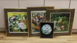 Fairies & Pixies, Art Class and Poetry Reading, all signed in pencil, largest 49 x 38cm, and a small print, Sabotage, 34 x 27cm by Beryl Cook, pencil, sold May 2022