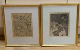 French, two hand coloured prints, Nudes with onlookers, 20 x 15cm by Charles Martin, print (other), offered May 2022