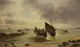 A breezy day by G. Bates, oil on canvas, sold May 2022