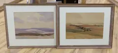 Views of Sussex Downland by Walter Robert Stewart Acton, watercolor, sold May 2022