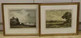 Landscape with tree, 25 x 35cm and a watercolour coastal scene by another hand, 26 x 35cm by Arthur Douglas Peppercorn, watercolour, sold May 2022