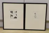 Embracing couple and Bedroom scene, 12.5 x 7.5cm and 16 x 13cm by Eric Gill, print (other), sold May 2022
