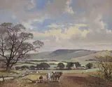 Winter ploughing near Beddingham by Emerson Harold Groom, oil on board, sold May 2022