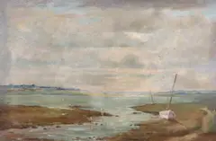 Estuary at low tide by Marcus Ford, oil on canvas, sold May 2022