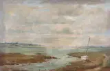 Estuary at low tide by Marcus Ford, oil on canvas, sold May 2022