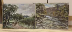 On the Fenwick, Ayrshire' and 'On The Bearsden, Scotland by Hector Chalmers, oil, sold May 2022