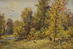 Autum at Orbiston by Hector Chalmers, oil on board, sold May 2022