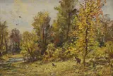 Autum at Orbiston by Hector Chalmers, oil on board, sold May 2022