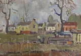 View of a village by Gregoire Boonzaier, 1938, oil on canvas board, sold May 2022