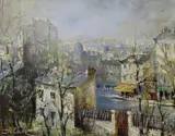 View over Montmartre by Lucien Delarue, oil on canvas, sold May 2022