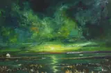 Coastal landscape by Raymond Klee, oil on board, sold May 2022