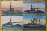 Studies of battleships by James Scott Maxwell, 1909, watercolor, sold May 2022