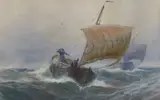 Fishing boat at sea by Joseph William Carey, 1912, watercolour, sold May 2022