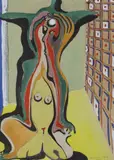 Abstract form by Barbara Tribe, watercolour, sold May 2022