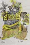Costume design for Osmin from Entfuhrung by Emanuele Luzzati, mixed media and collage, sold May 2022