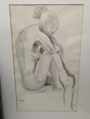 Wash drawing by John Skelton, 1978, watercolor, sold May 2022
