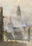 Northern European town scene by Edward Nevil, watercolour, sold May 2022