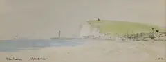 Newhaven Harbour' and 'Volks Railway, Brighton by Hugh Casson, watercolor, sold May 2022