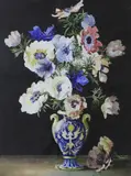 Still life of anemones in a vase by Amy Reeve-Fowkes, watercolour, sold May 2022