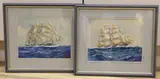 Tallships at sea by J.W. Hardcastle, watercolor, sold May 2022