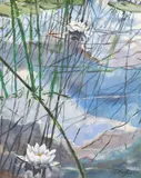 Waterlilies by Lidia Serafin, oil on canvas, sold Apr 2022