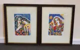 Young women with flowers and fruit by Zamy Steynovitz, pencil, sold Apr 2022