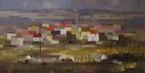 Pyrenean Village by Michael Lawrence Cadman, 1964, oil on board, sold Apr 2022