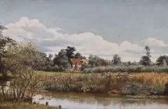 River landscape by Florence White, oil on canvas, sold Apr 2022