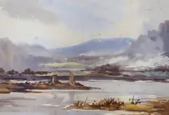Loch scene by Sydney Vale, watercolour, offered Apr 2022