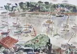 Sailing boats on an estuary by George Hooper, 1947, watercolour, sold Apr 2022