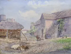 The Earl of Leicster's Barn, Kenilworth Castle by Henry Moore, 1867, pencil and watercolour, sold Apr 2022