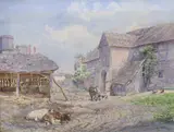 The Earl of Leicster's Barn, Kenilworth Castle by Henry Moore, 1867, pencil and watercolour, sold Apr 2022