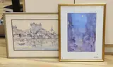 Night scene, London street and Saumac Loire by Michael Lawrence Cadman, 2004, watercolor, offered Apr 2022