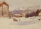 A view from Lenzerheide-Sporz, Switzerland by Arthur James Wetherall Burgess, watercolour, sold Jul 2022