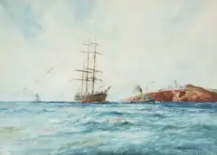 Start Point, South Devon by William Minshall Burchill, 1921, watercolour, sold Jul 2022